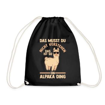 Alpaka - Turnbeutel - Schwarz - Vorne