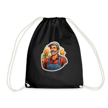 Farmer Old Man - Drawstring Bag - black - Front