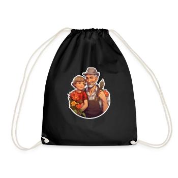 Cadre Grand-père et petite-fille - Sac de sport léger - noir - Devant