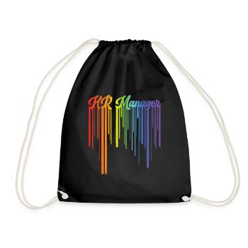 Retro HR Manager Rainbow Text - HR Management - Drawstring Bag - black - Front
