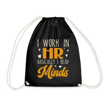 I Work in HR Basically I Read Minds - HR - Drawstring Bag - black - Front