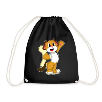 Dog Student Backpack School - Drawstring Bag - black - Front