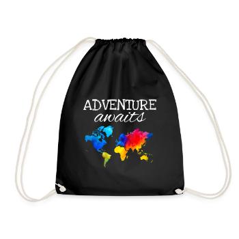 World Map Adventure Traveler Gift - Drawstring Bag - black - Front