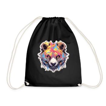 Bear Bears Bear's Head Brown Bear Animal Lover - Drawstring Bag - black - Front