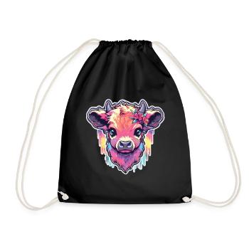 Vache Tête de vache Audacieuse Agriculture Veau - Sac de sport léger - noir - Devant