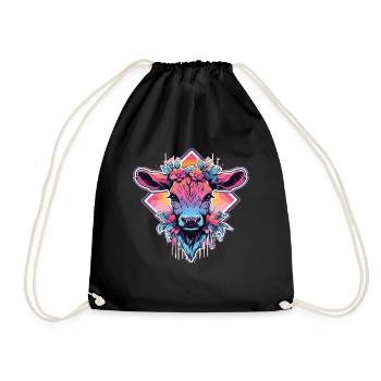 Vache Tête de vache Audacieuse Agriculture Veau - Sac de sport léger - noir - Devant