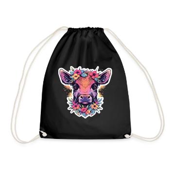Vache Tête de vache Audacieuse Agriculture Veau - Sac de sport léger - noir - Devant