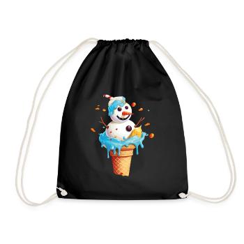 Weihnachten im Juli Schneemann Eiscreme Eis - Turnbeutel - Schwarz - Vorne