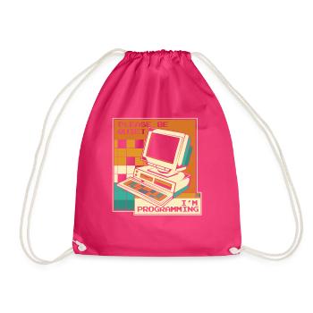 Please Be Quiet Software Engineer Developer - Drawstring Bag - fuchsia - Front