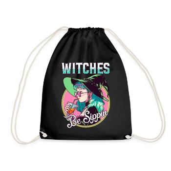 Witches be Sippin' Funny Halloween Party Witch - Turnbeutel - Schwarz - Vorne