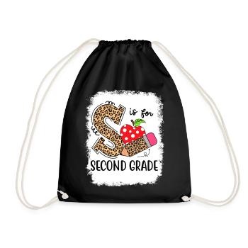 Second Grade Rainbow Girls Boys Teacher Team 2nd - Drawstring Bag - black - Front