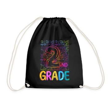 Second Grade Rainbow Girls Boys Teacher Team 2nd - Drawstring Bag - black - Front