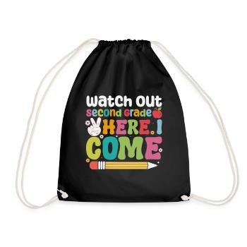 Second Grade Rainbow Girls Boys Teacher Team 2nd - Drawstring Bag - black - Front