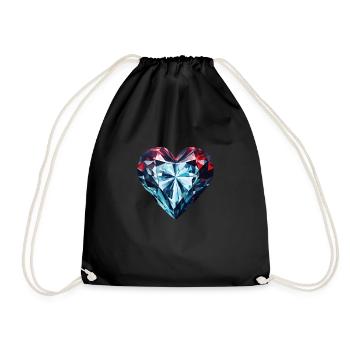 Diamond heart shape - Drawstring Bag - black - Front
