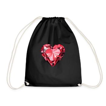 Diamond heart shape - Drawstring Bag - black - Front