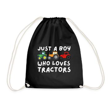 Just A Boy Who Loves Tractors - Farmer & Farming - Drawstring Bag - black - Front