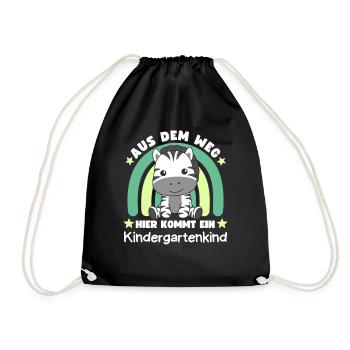 Aus Dem Weg Hier Kommt Ein Kindergartenkind Zebra - Turnbeutel - Schwarz - Vorne
