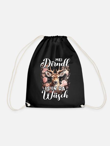 Trachtenshirt Damen Dirndl T-Shirt Trachten Outfit - Turnbeutel - Schwarz
