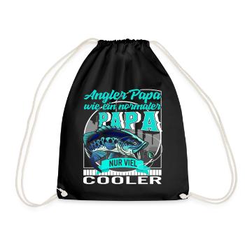 Angeln-Shirt, Angler-Vati wie ein normaler Vati, - Turnbeutel - Schwarz - Vorne