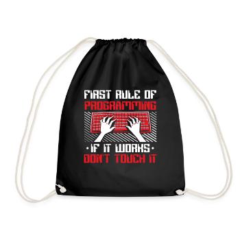 If It Works Don't Touch It Developer Coder - Drawstring Bag - black - Front