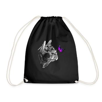 Mops mit Schmetterling - Turnbeutel - Schwarz - Vorne