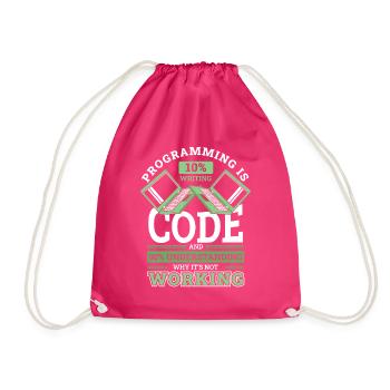 Programming 10% Writing 90% Not Working Coder - Turnbeutel - Fuchsia - Vorne