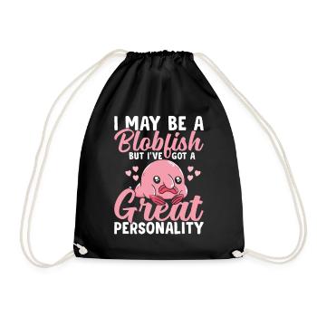 I can be a blobfish owner Blobfishes - Drawstring Bag - black - Front