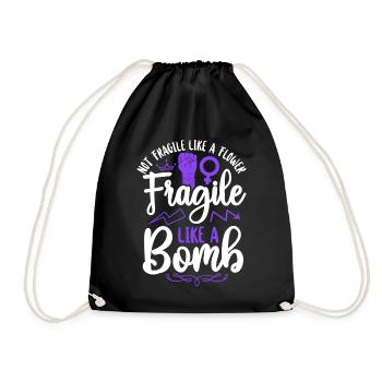 Feminist Not Fragile Like A Flower - Drawstring Bag - black - Front