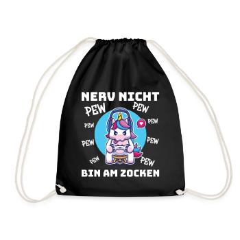 Gaming Einhorn, Zocken, Videospiel, Gamer - Turnbeutel - Schwarz - Vorne