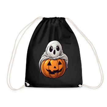Ghost Pumpkin Halloween Comic - Drawstring Bag - black - Front