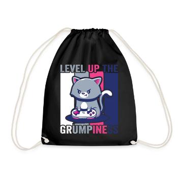 Gaming, Zocken, Videospiel, Grumpy Katze Gamer - Turnbeutel - Schwarz - Vorne
