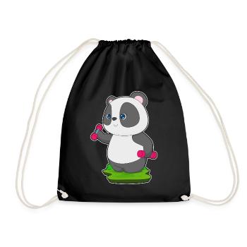 Panda Bodybuilder Dumbbells Bodybuilding - Drawstring Bag - black - Front