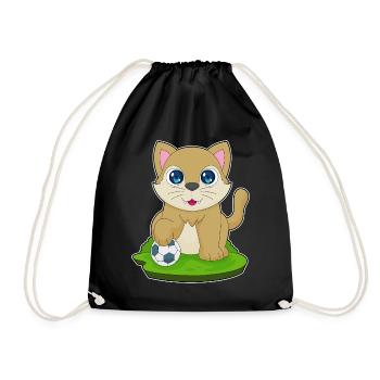 Katze Fußballspieler Fußball - Turnbeutel - Schwarz - Vorne
