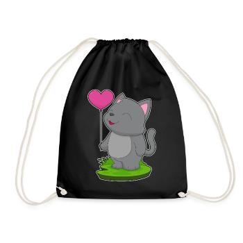 Katze Luftballon - Turnbeutel - Schwarz - Vorne
