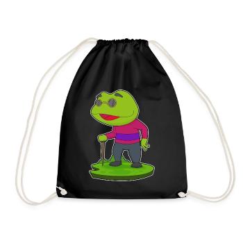 Frog Pensioner Walking Stick - Drawstring Bag - black - Front