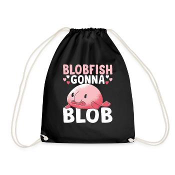 Blobfish going to Blob Blobfishes Owners - Drawstring Bag - black - Front