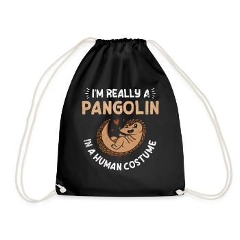 I really am a pangolin owner - Drawstring Bag - black - Front