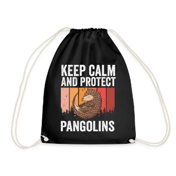 Protect pangolin owners - Drawstring Bag - black - Front