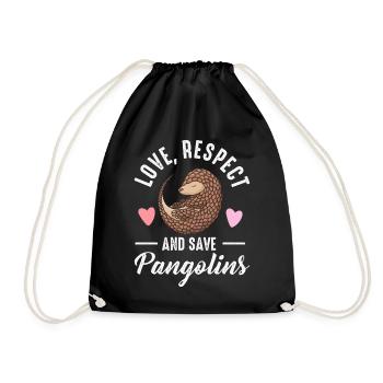 Love and Save Pangolin Lovers - Drawstring Bag - black - Front