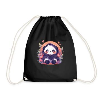 Panda Pandas Panda Bears Baby Panda Animals - Drawstring Bag - black - Front
