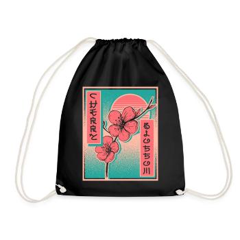 Sakura Flower Cherry Blossom Aesthetic Vaporwave - Turnbeutel - Schwarz - Vorne