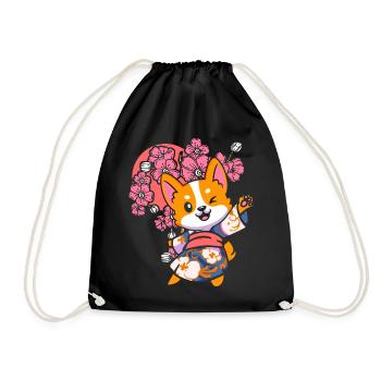 Shiba Inu Japan Hund - Turnbeutel - Schwarz - Vorne