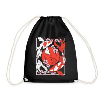 Koi Carp Fisch Japan Geschenk - Turnbeutel - Schwarz - Vorne