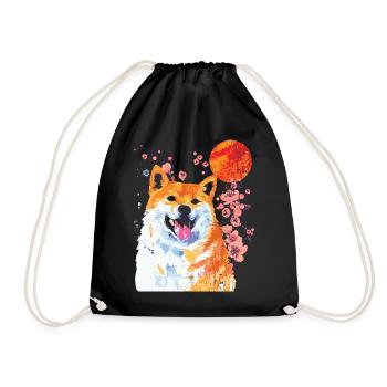 Shiba Inu Hund Cherry Blossom - Turnbeutel - Schwarz - Vorne