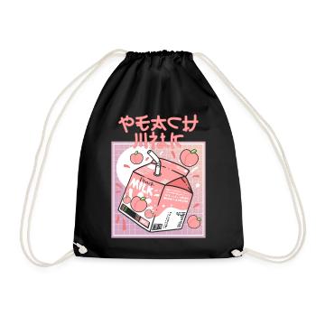 Kawaii Peach Drink 80s 90s Vaporwave Synthwave - Turnbeutel - Schwarz - Vorne