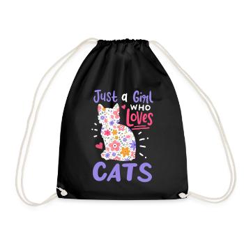 Katze Nur ein Mädchen, das Katzen liebt Geschenk für Katzenliebhaber - Turnbeutel - Schwarz - Vorne