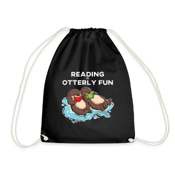 Seeotter Buchlesegeschenk, für Bücherwurmlehrer - Turnbeutel - Schwarz - Vorne