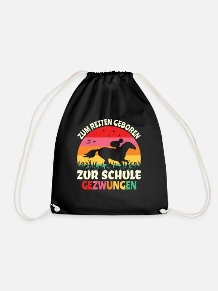 Zum Reiten Geboren Zur Schule Gezwungen Pony - Turnbeutel - Schwarz