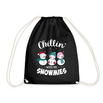 Chillin With My Snowmie Women Christmas Snowman - Drawstring Bag - black - Front