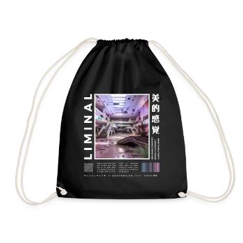Liminal Spaces Retro 80s & 90s Backrooms Vaporwave - Drawstring Bag - black - Front